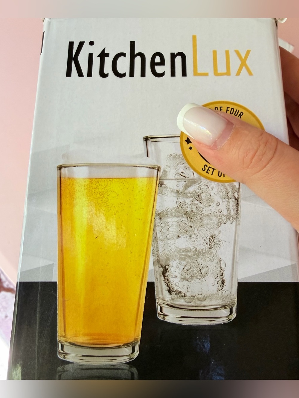 KitchenLux Classic 16 oz Clear Drinking Beer Glasses Dishwasher Safe Set of 2